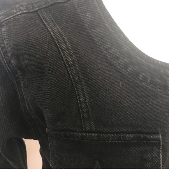 New ! Black Collarless GAP Denim Jacket - Size Large - Picture 6 of 10